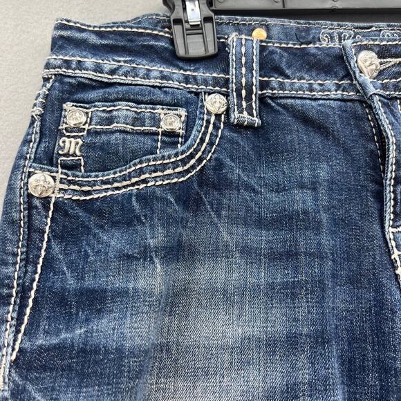 Miss Me Women's Jeans Size 29 (8) Mid Rise Boot Fleur De Lis Biker Moto Bling - Picture 8 of 14